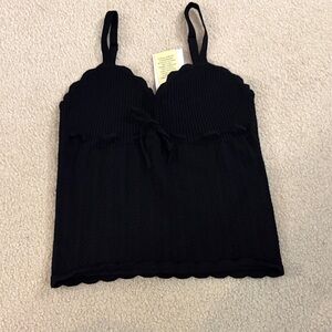 Wilfred Black Scallop-Edge Ribbed Camisole